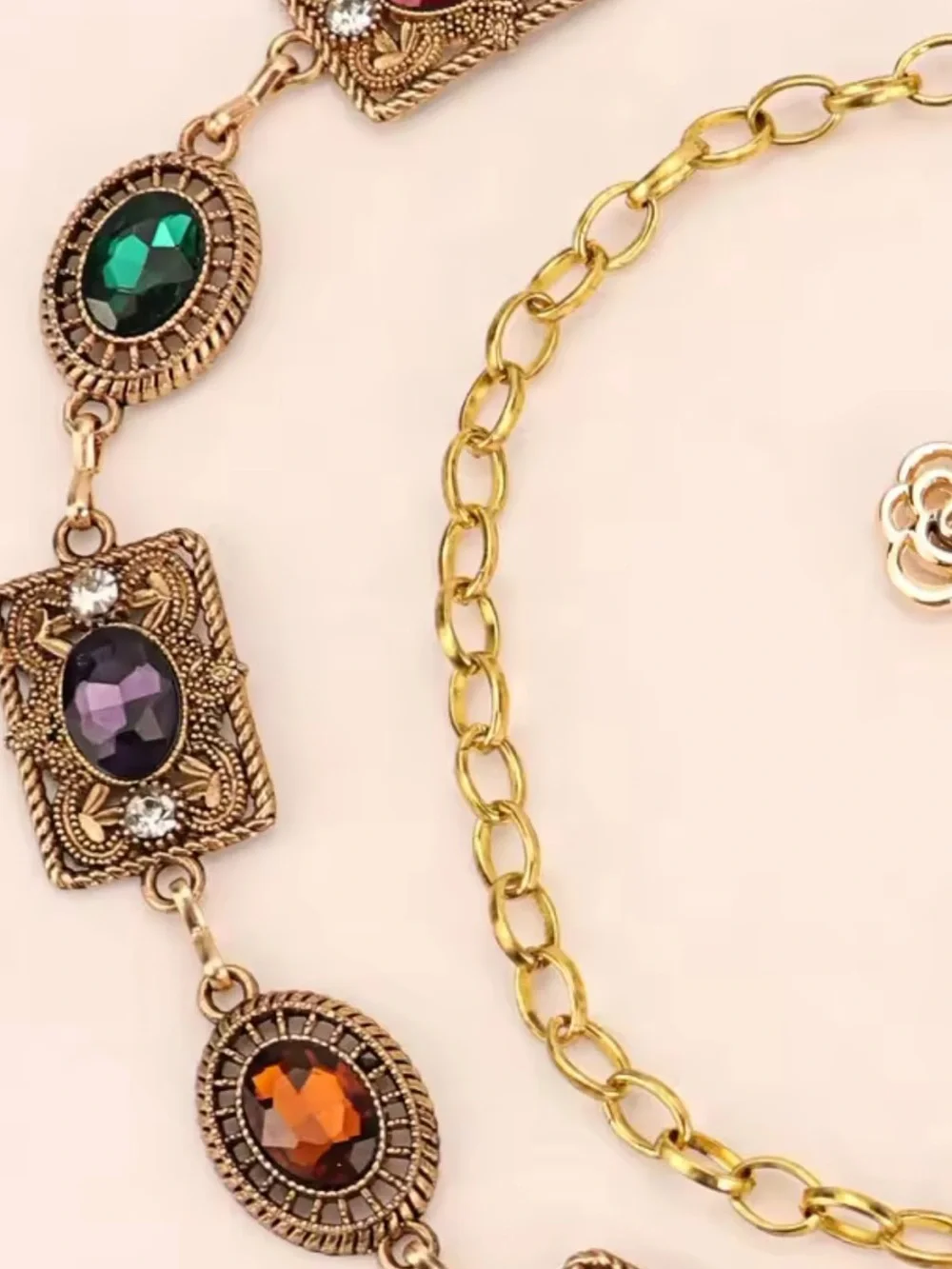 Gold Multistone Chain Belt